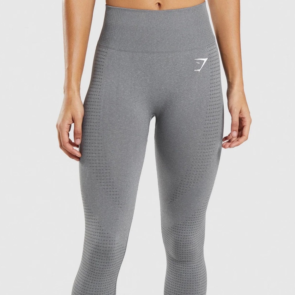 Gymshark Gray Compression Leggings with Textured Pattern